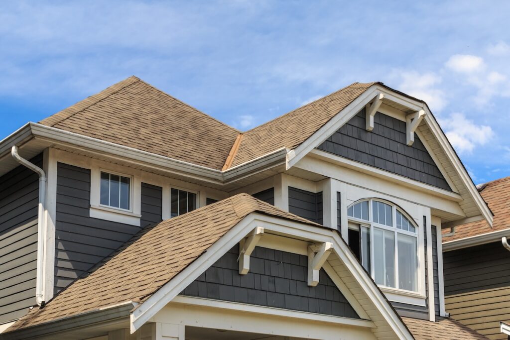 Architectural details of new houses in North America. roof parts