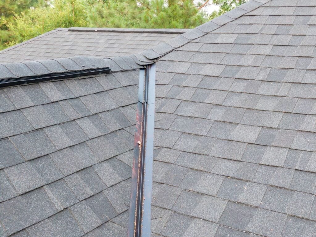roof valley leak metallic piece shingles