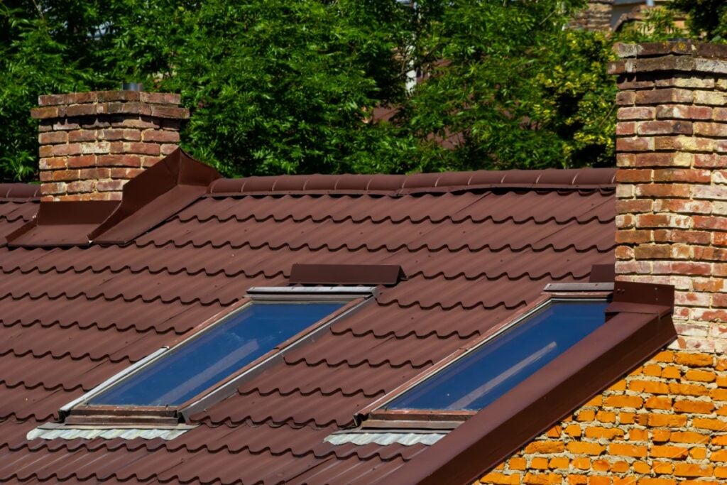 brown roof with vents 