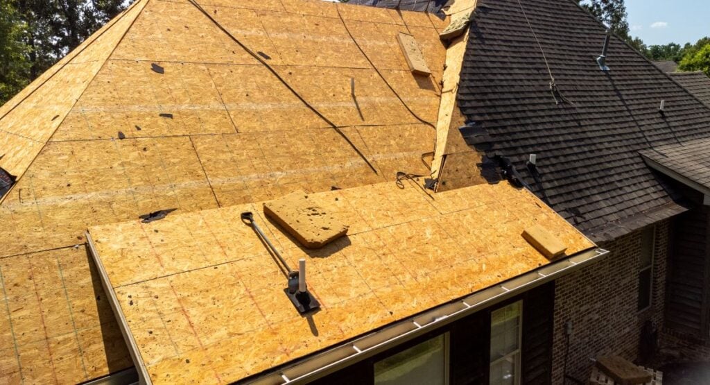 roof deck dark shingles